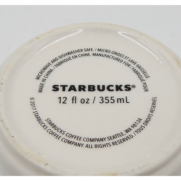 Starbucks Matte Black White Coffee Tea Mug Angle Dipped Glaze Yellow Handle 2017 - Picture 7 of 8